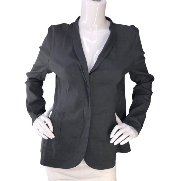Eileen Fisher Blazer Womens M Charcoal Linen Blend Lightweight Jacket Stretch - Picture 11 of 14